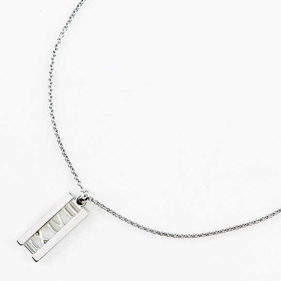 TIFFANY&Co. Atlas open bar Necklace K18 white gold/diamond 6.6g Women - Picture 3 of 8